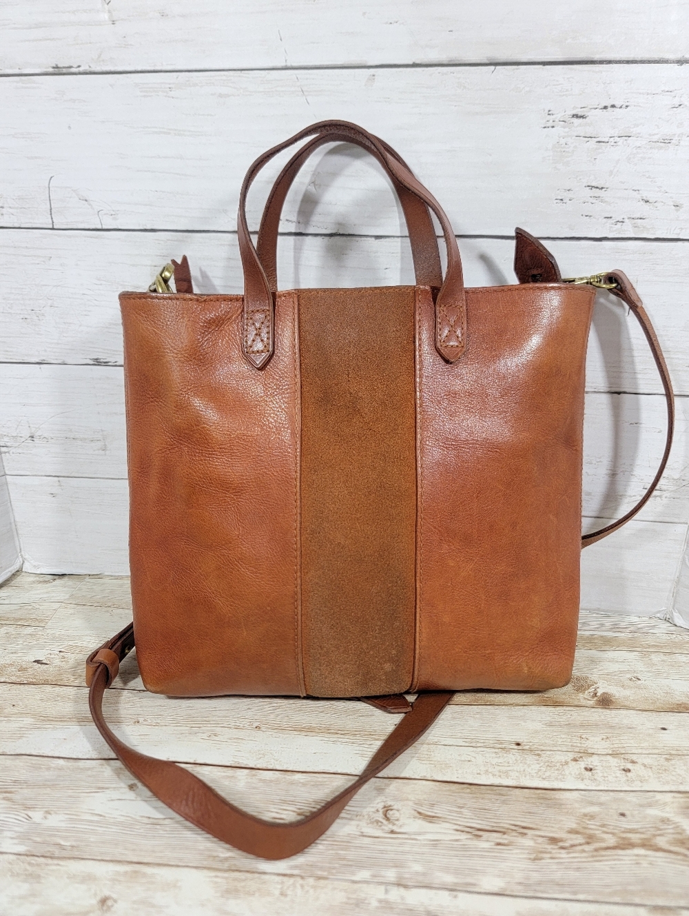 Madewell Suede Stripe Transport Tote - Picture 2 of 13